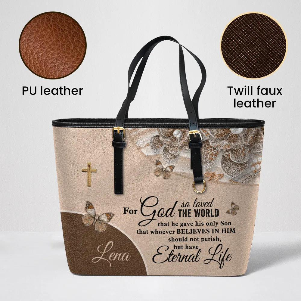 For God Leather Tote Bag