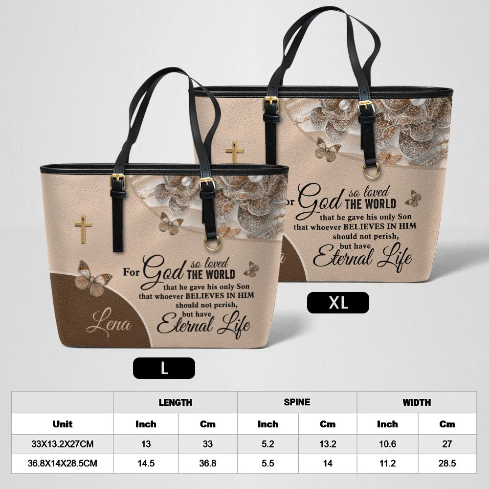 For God Leather Tote Bag