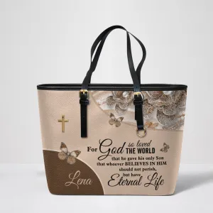 For God Leather Tote Bag