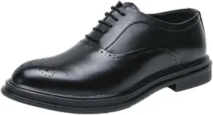 Formal Shoes for Men's Classic Lace Up Business Brogue Vegan Leather Slip Resistant Low Top Rubber Sole Non Slip Office