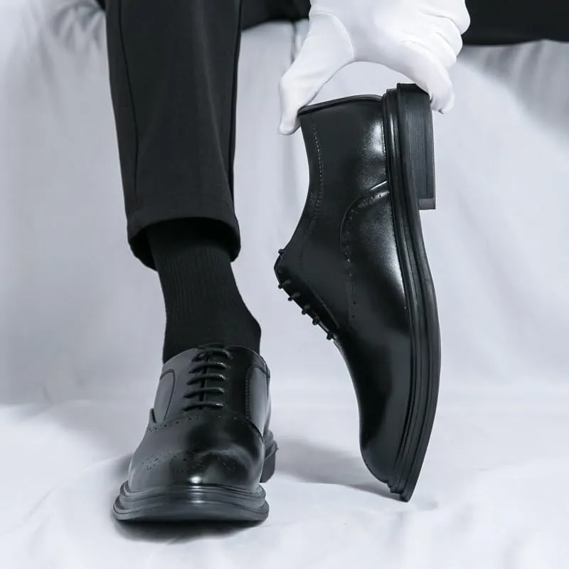 Formal Shoes for Men's Classic Lace Up Business Brogue Vegan Leather Slip Resistant Low Top Rubber Sole Non Slip Office