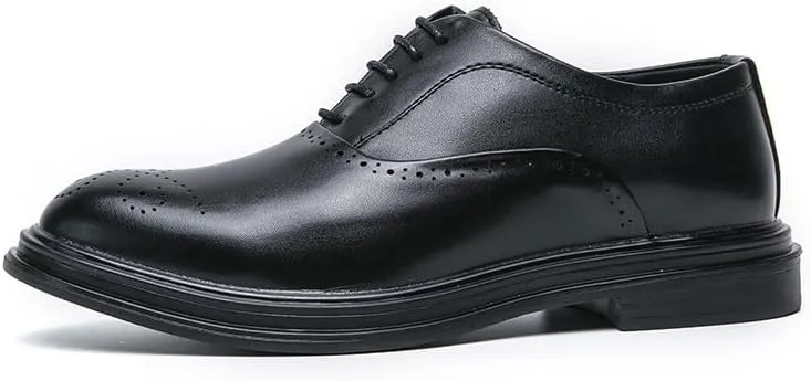 Formal Shoes for Men's Classic Lace Up Business Brogue Vegan Leather Slip Resistant Low Top Rubber Sole Non Slip Office