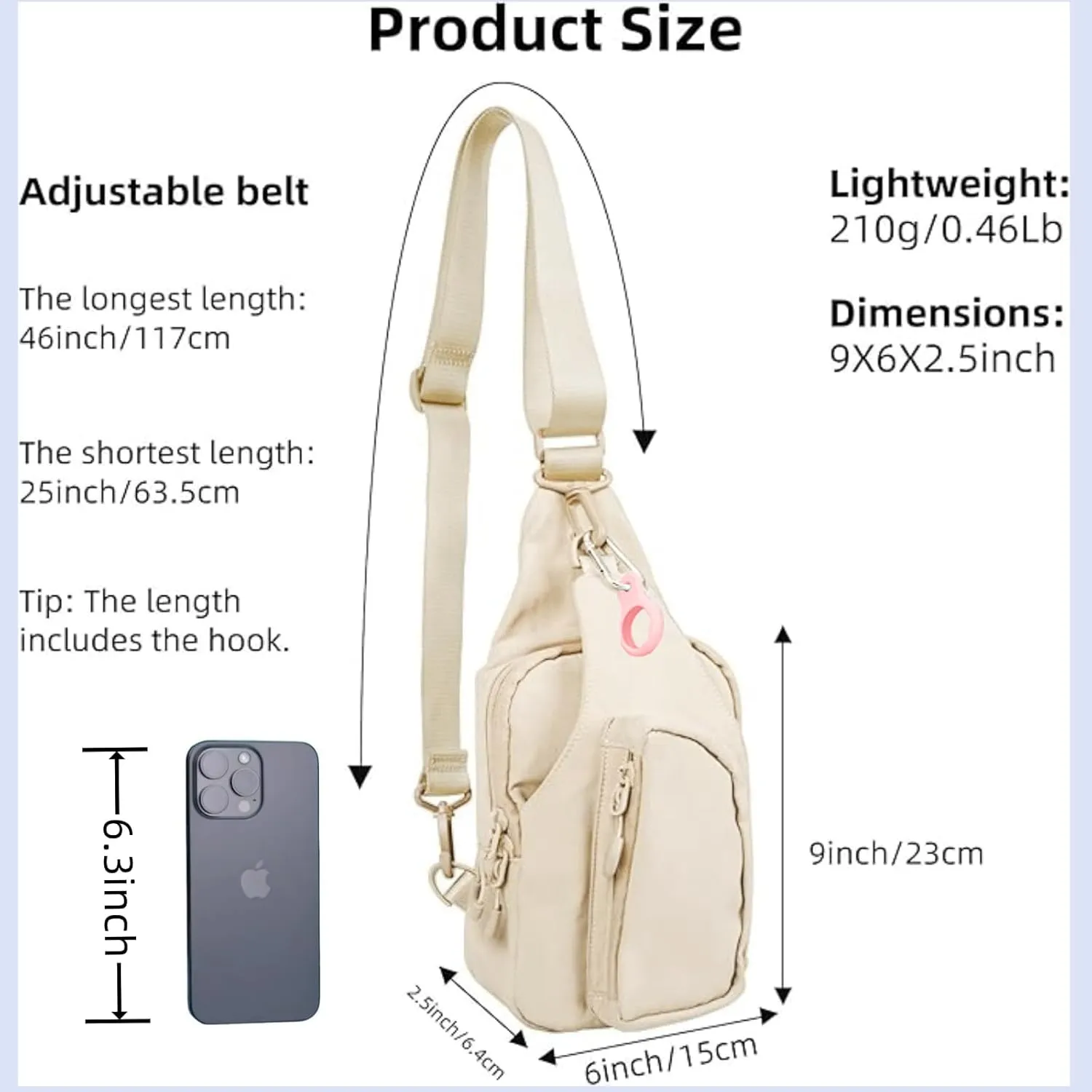 FREE ROCK Small Crossbody Bag Mini Nylon Sling Bag Cross Body Bag Chest Bag For Outdoors Hiking Traveling For Women Men (Cream)