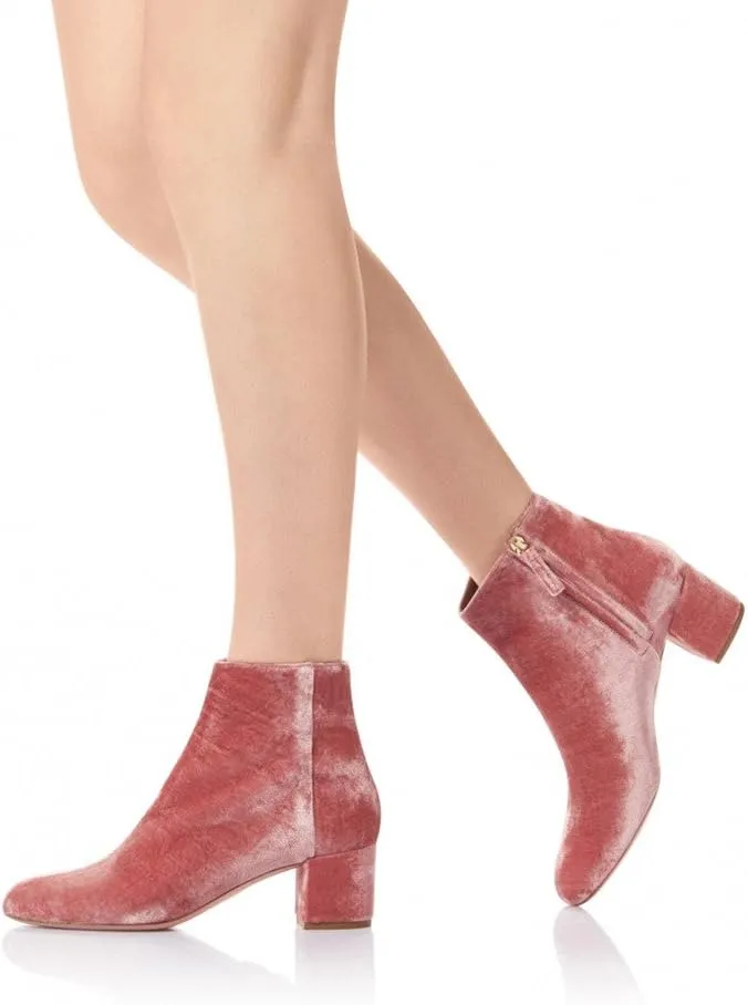 FSJ Women Round Toe Velvet Ankle Boots Block Heel Side Zipper Office Shoes for Comfort Size 4-15 US