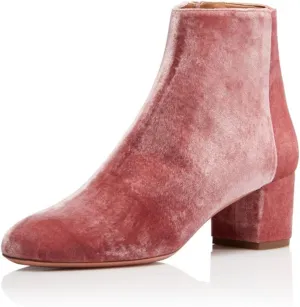 FSJ Women Round Toe Velvet Ankle Boots Block Heel Side Zipper Office Shoes for Comfort Size 4-15 US