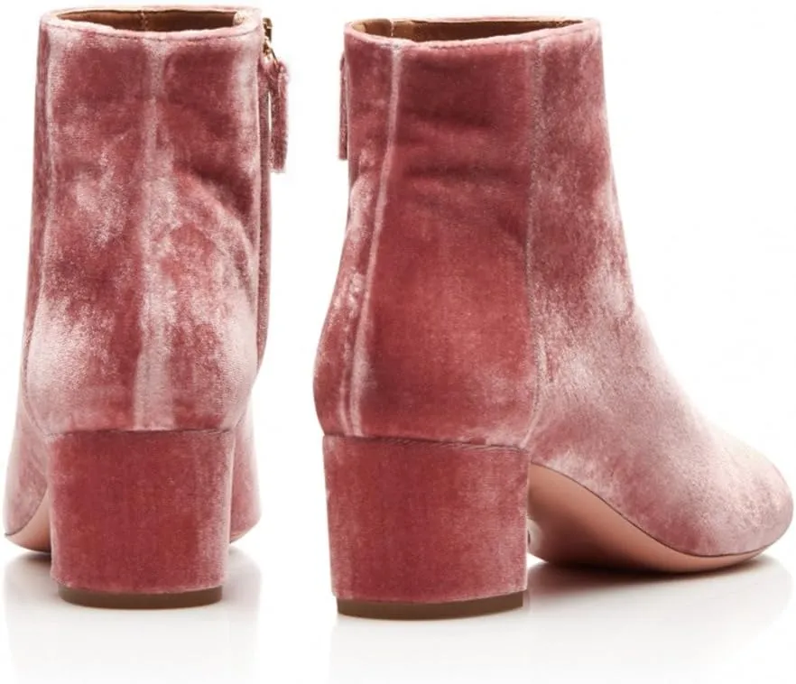 FSJ Women Round Toe Velvet Ankle Boots Block Heel Side Zipper Office Shoes for Comfort Size 4-15 US