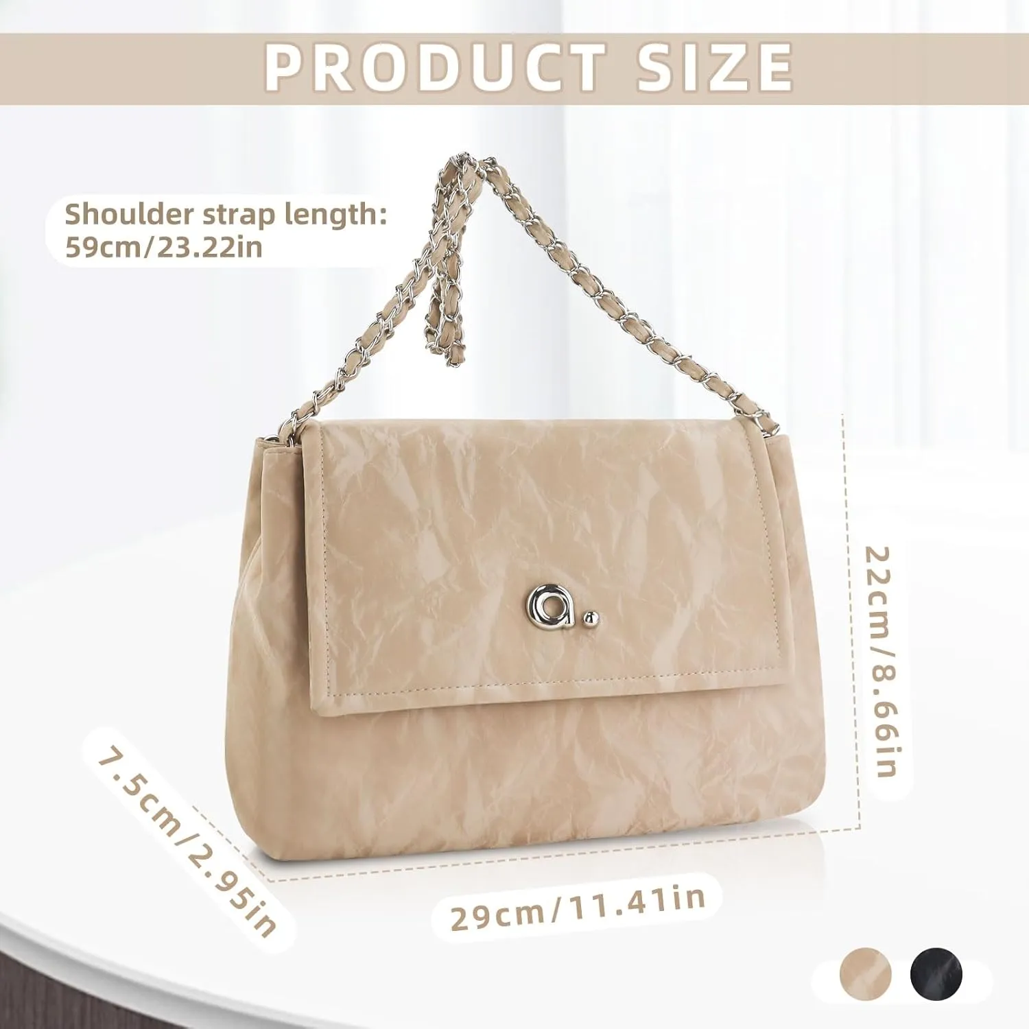FuninCrea Shoulder Bag for Women Flap Design Women Handbags with Zipper and Snap Closure, Large Women's Shoulder Handbags