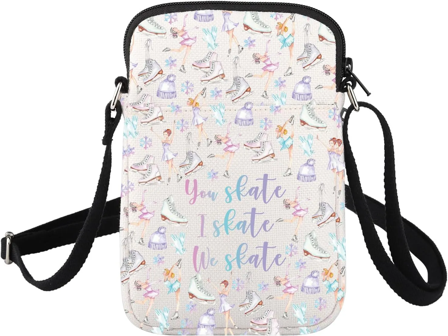 FUSTMW Skater Gifts Skate Crossbody Bag Ice Skate Gifts for Ice Skating Lovers Figure Skating Coach Gifts Cell Phone Purse