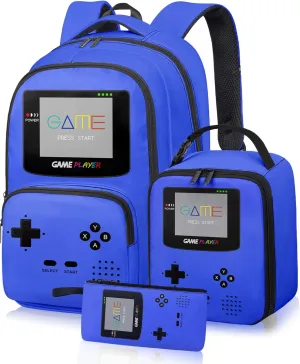 Game Backpack Set for Boys Kids, Gaming Kids Boys Backpack with Lunch Box and Pencil Bag, Large Capacity Game School Bag 17"