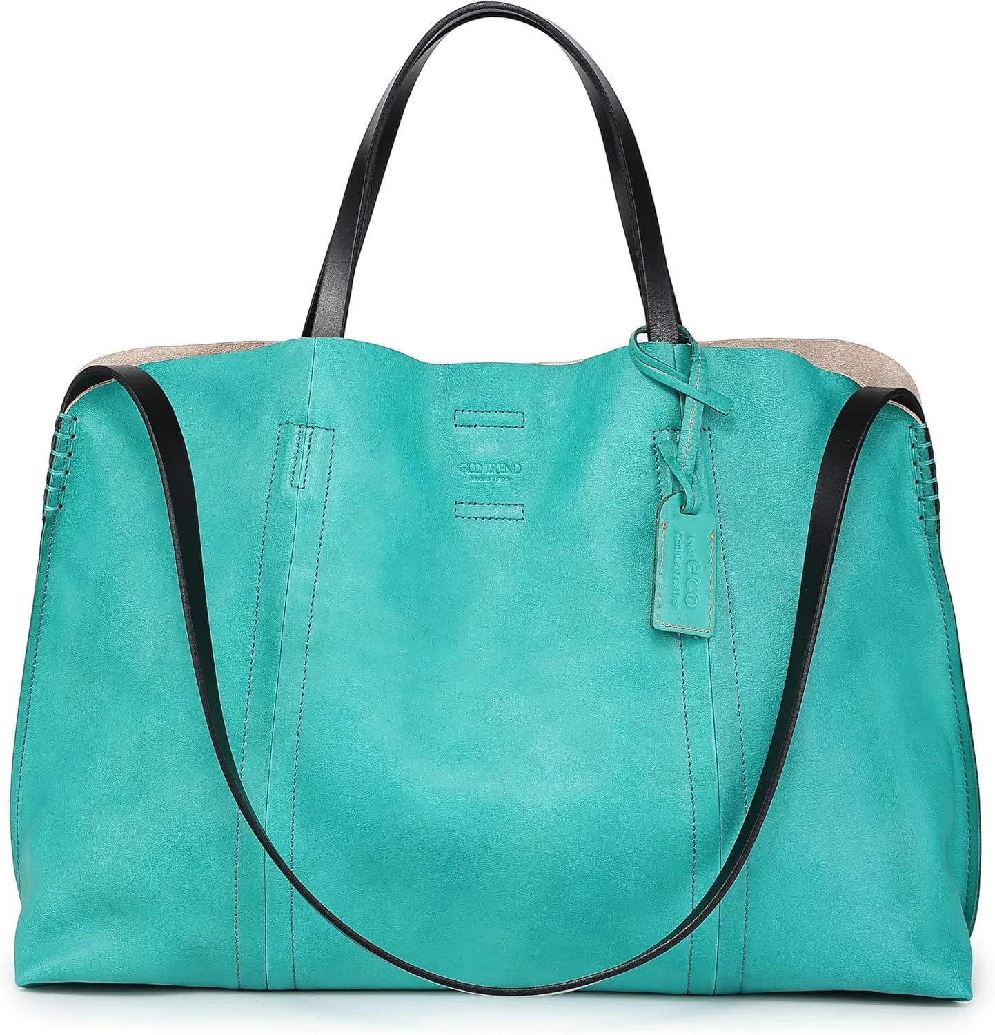 Genuine Leather Forest Island Tote | Spacious Handbag with Removable Inner Pouches