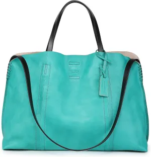Genuine Leather Forest Island Tote | Spacious Handbag with Removable Inner Pouches
