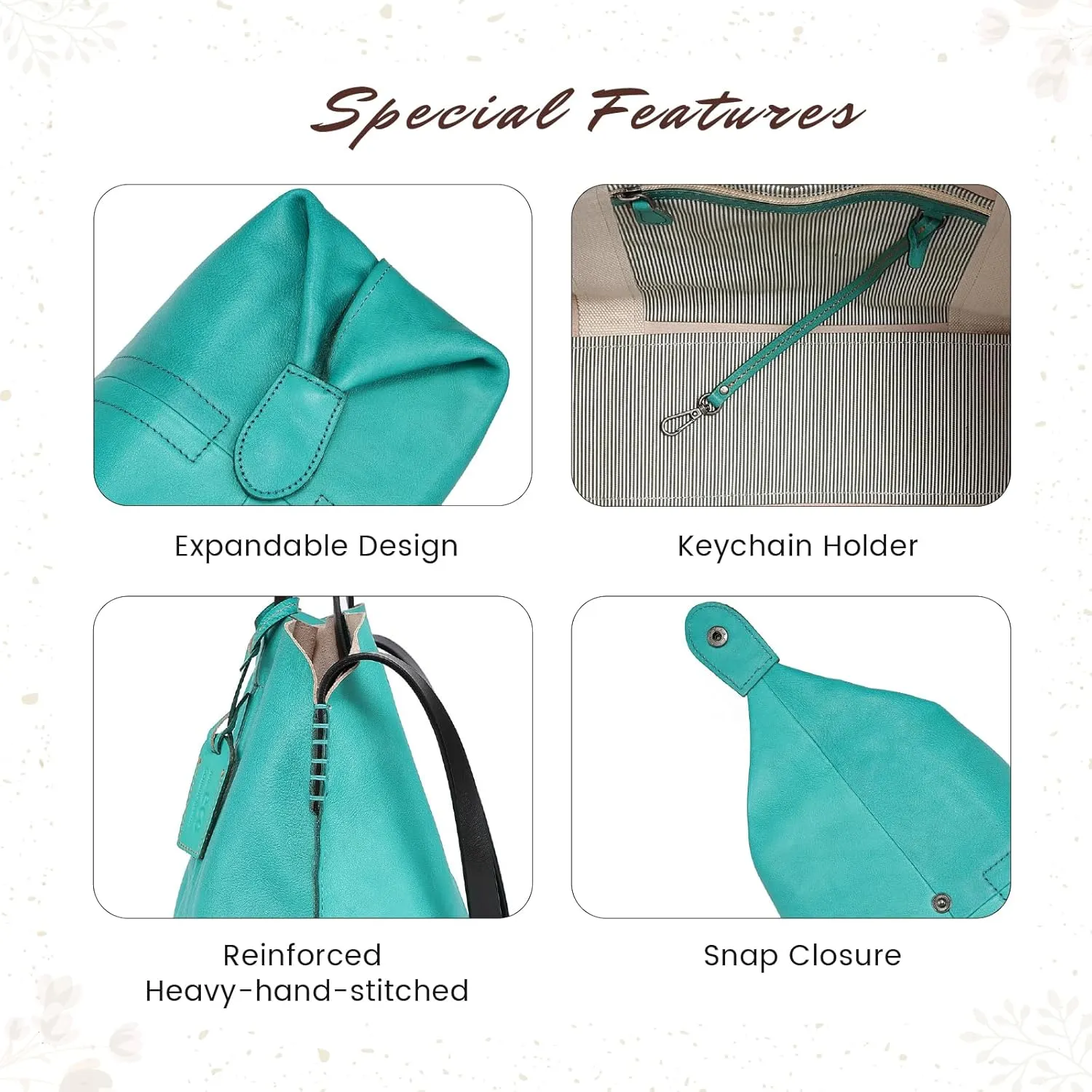 Genuine Leather Forest Island Tote | Spacious Handbag with Removable Inner Pouches