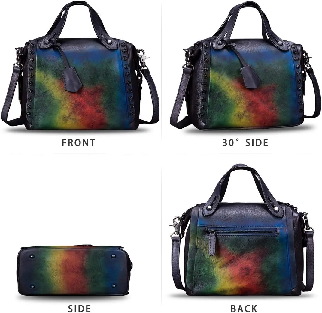 Genuine Leather Purses and Handbags for Women Vintage Handmade Fashion Leather Shoulder Bag Crossbody Satchel with Strap