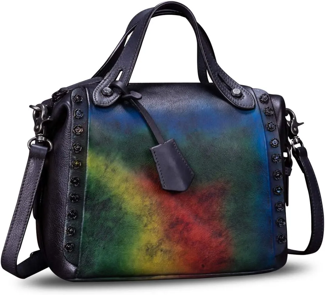 Genuine Leather Purses and Handbags for Women Vintage Handmade Fashion Leather Shoulder Bag Crossbody Satchel with Strap
