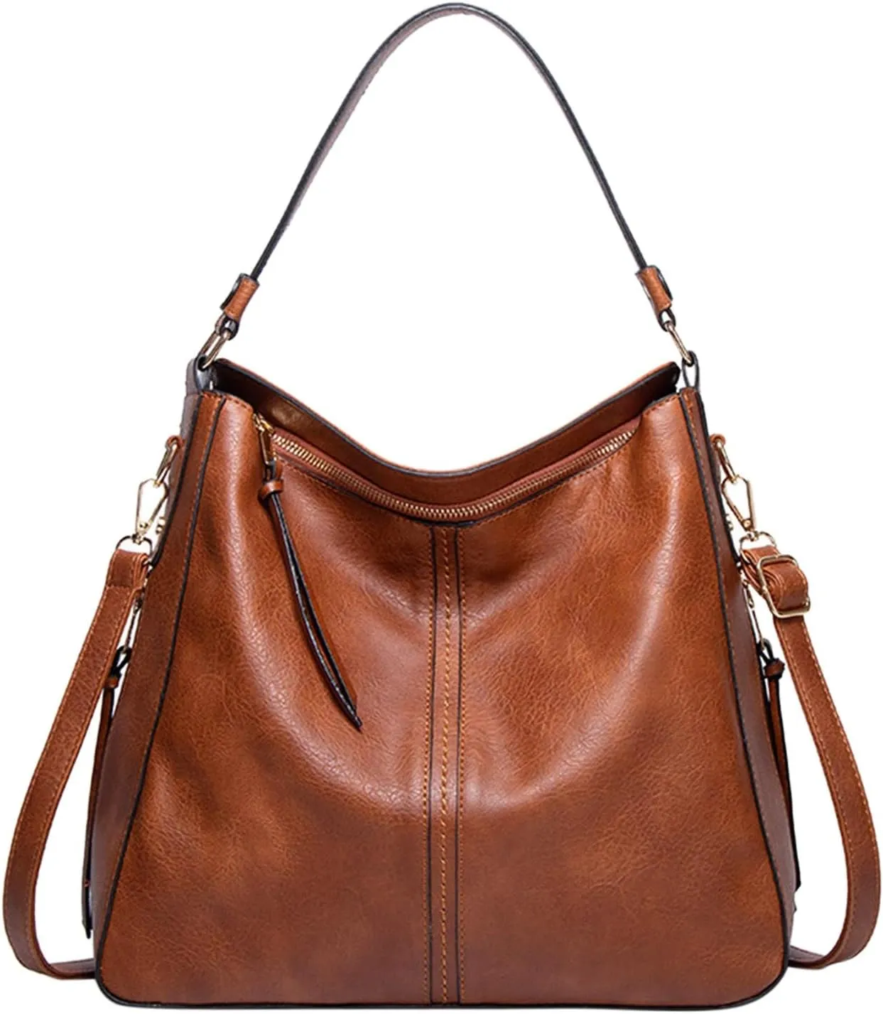 Genuine Leather Shoulder Bags Stylish Hobo Handbags Purses Crossbody Bags for Women Hobo, Silver