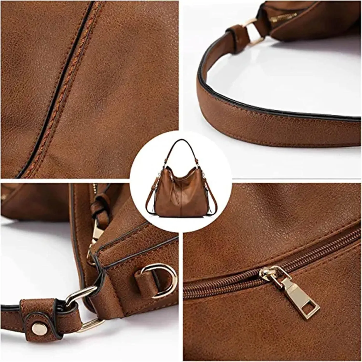 Genuine Leather Shoulder Bags Stylish Hobo Handbags Purses Crossbody Bags for Women Hobo, Silver
