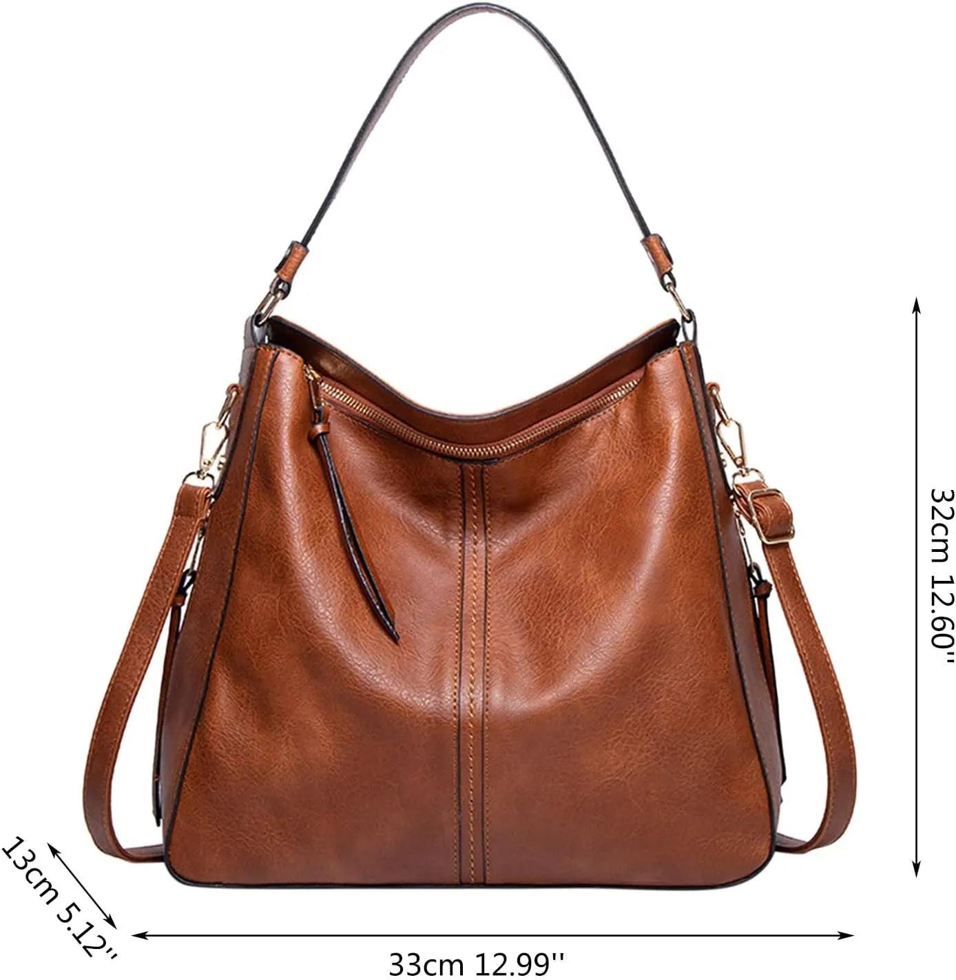 Genuine Leather Shoulder Bags Stylish Hobo Handbags Purses Crossbody Bags for Women Hobo, Silver