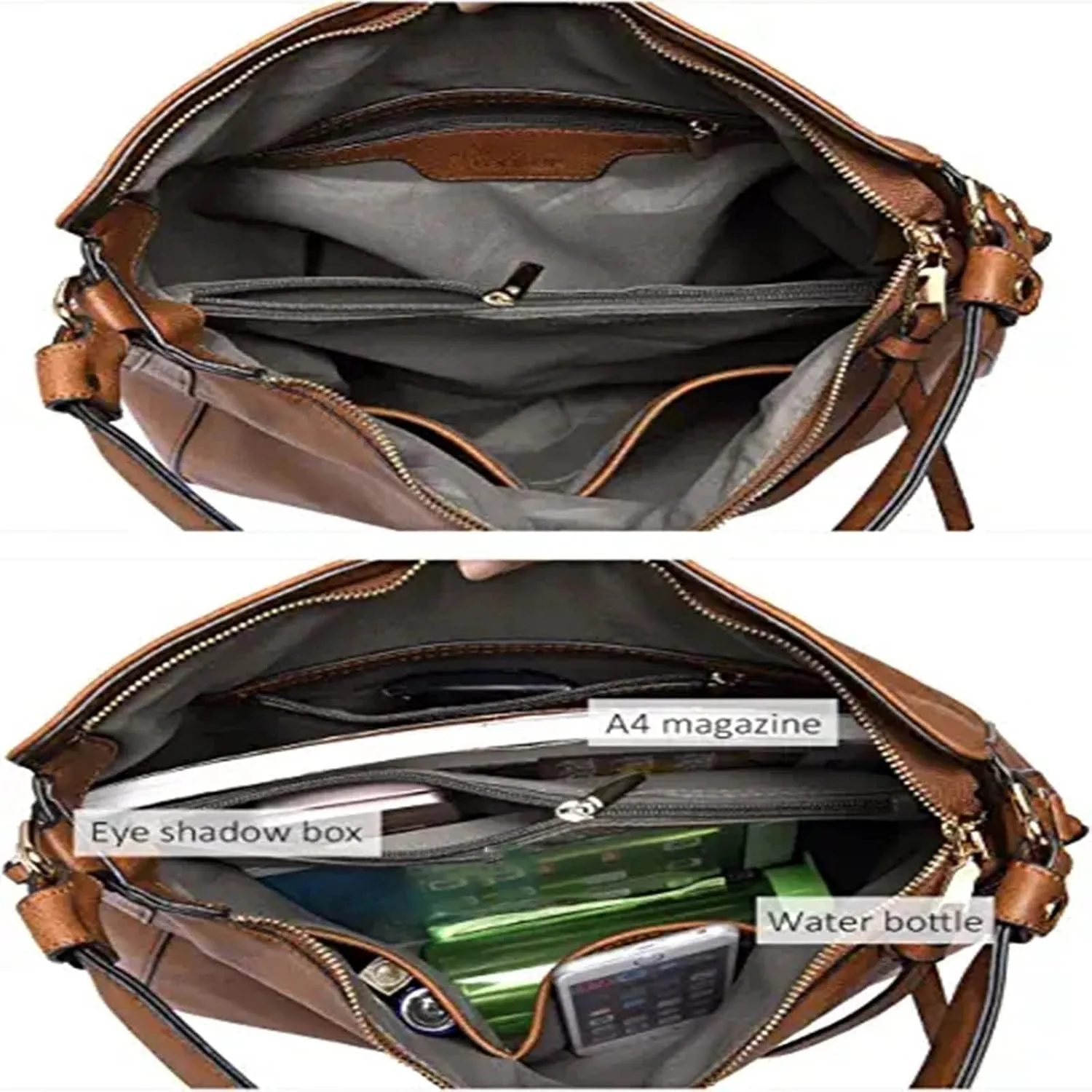Genuine Leather Shoulder Bags Stylish Hobo Handbags Purses Crossbody Bags for Women Hobo, Silver