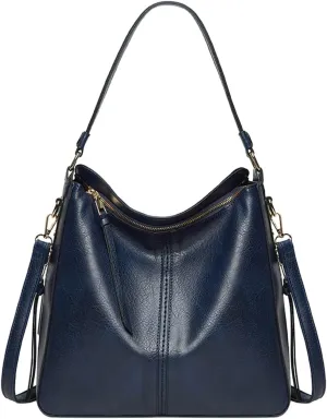 Genuine Leather Shoulder Bags Stylish Hobo Handbags Purses Crossbody Bags for Women Hobo, Silver