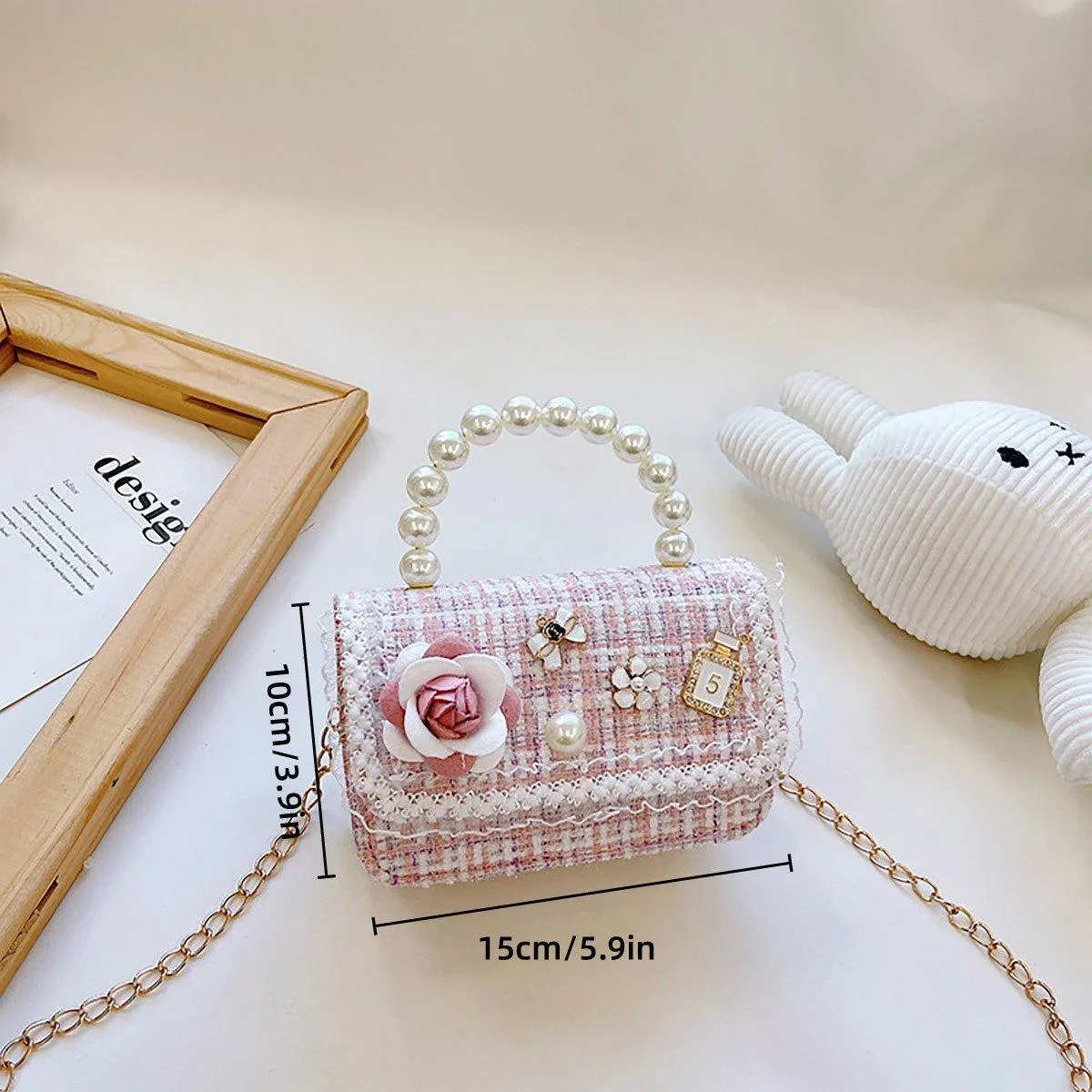 Girls Small Square Princess Handbag Chain Shoulder Bag Kids Messenger Bag