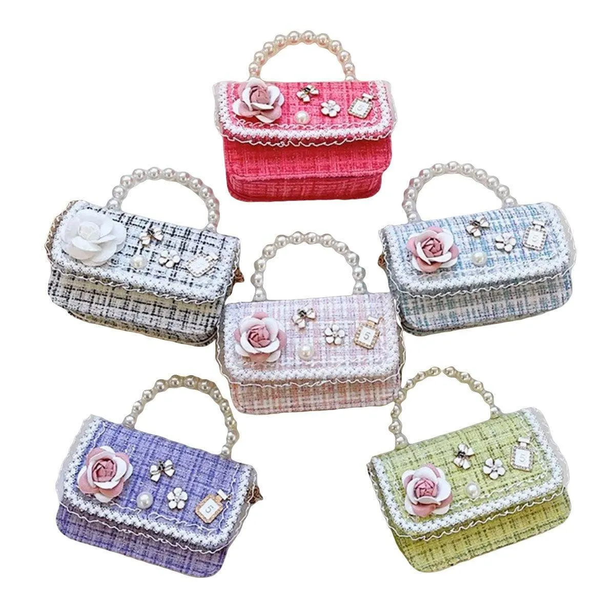Girls Small Square Princess Handbag Chain Shoulder Bag Kids Messenger Bag