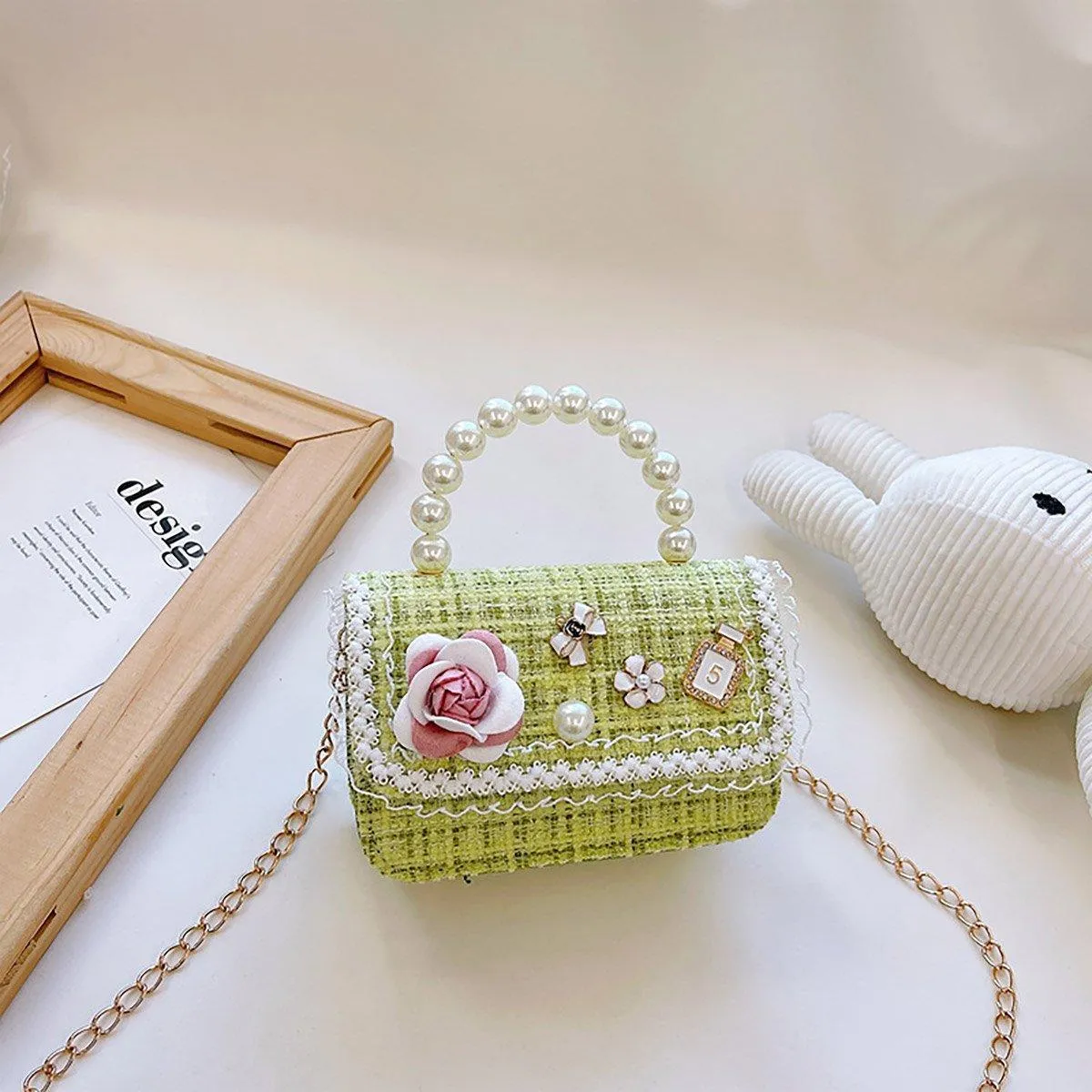 Girls Small Square Princess Handbag Chain Shoulder Bag Kids Messenger Bag