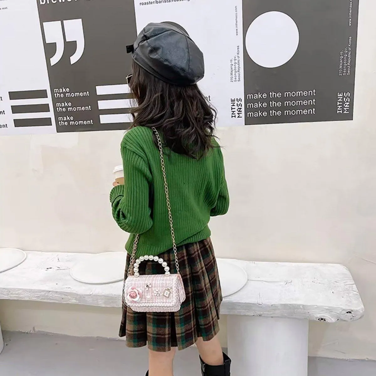Girls Small Square Princess Handbag Chain Shoulder Bag Kids Messenger Bag
