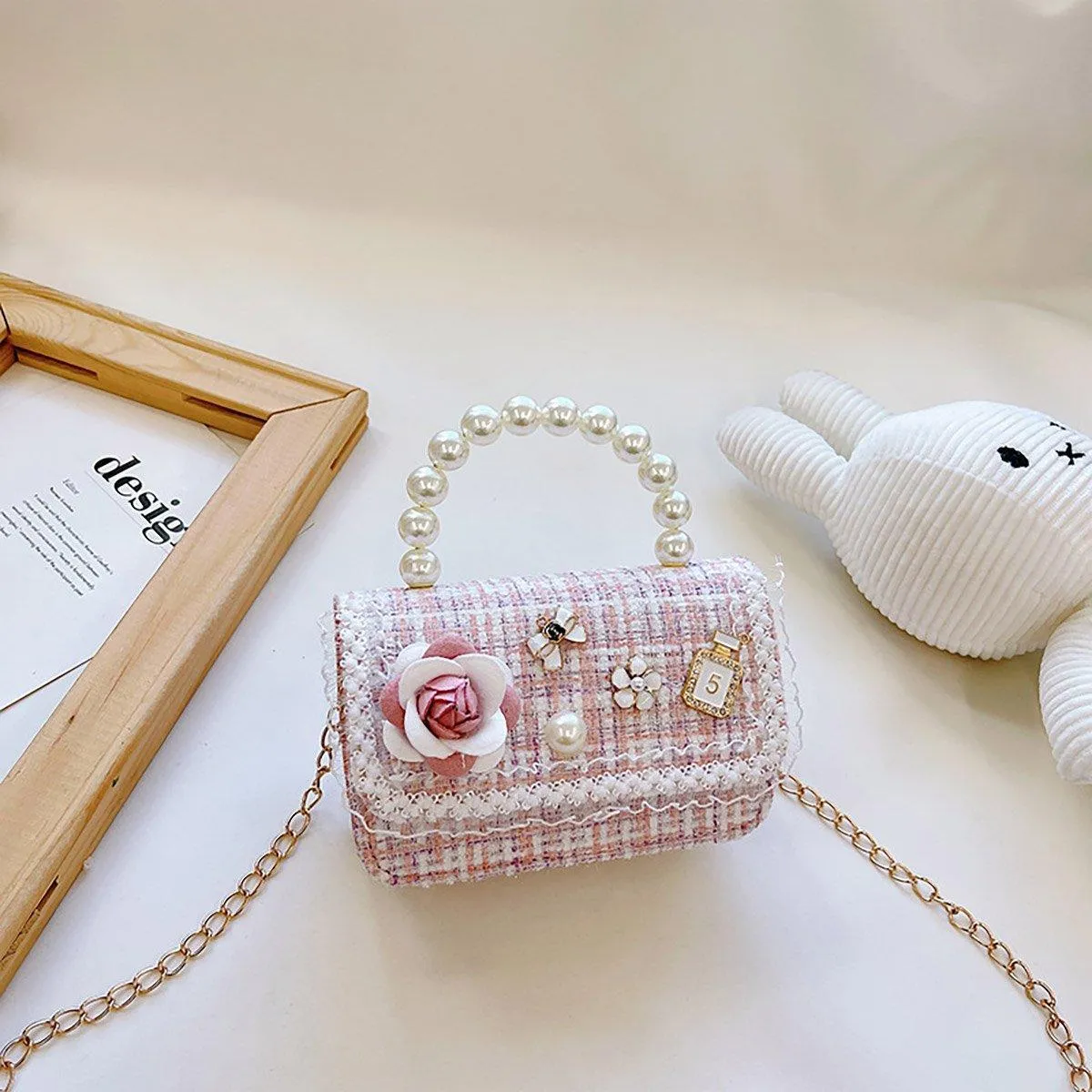 Girls Small Square Princess Handbag Chain Shoulder Bag Kids Messenger Bag
