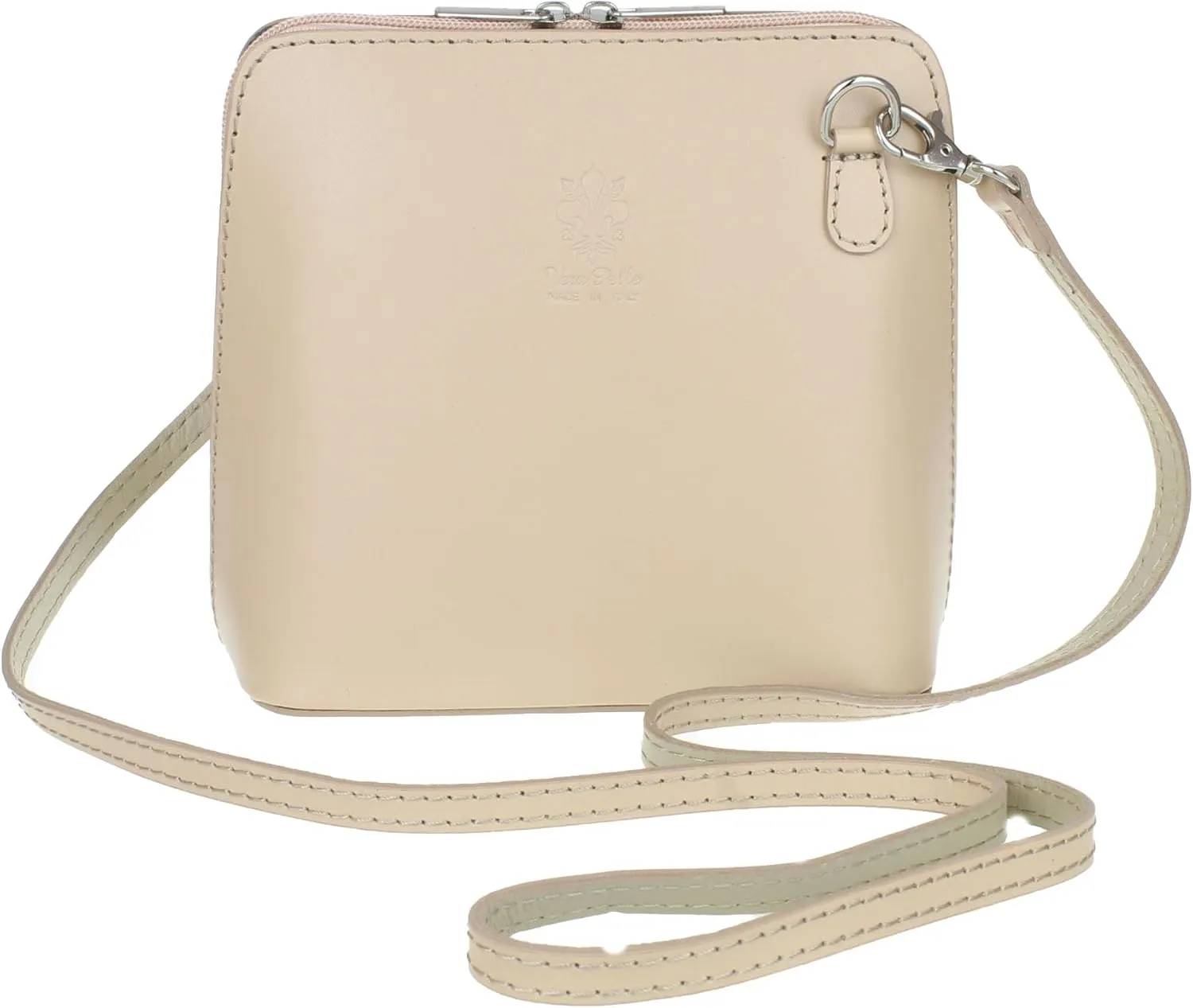 Girly Handbags Womens Leather Snake Skin Rigid Cross Body Shoulder Bag Light Taupe