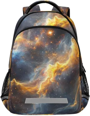 Gold Nebula School Backpack for boys girls Bookbag for College Travel Backpacks with Laptop Compartment