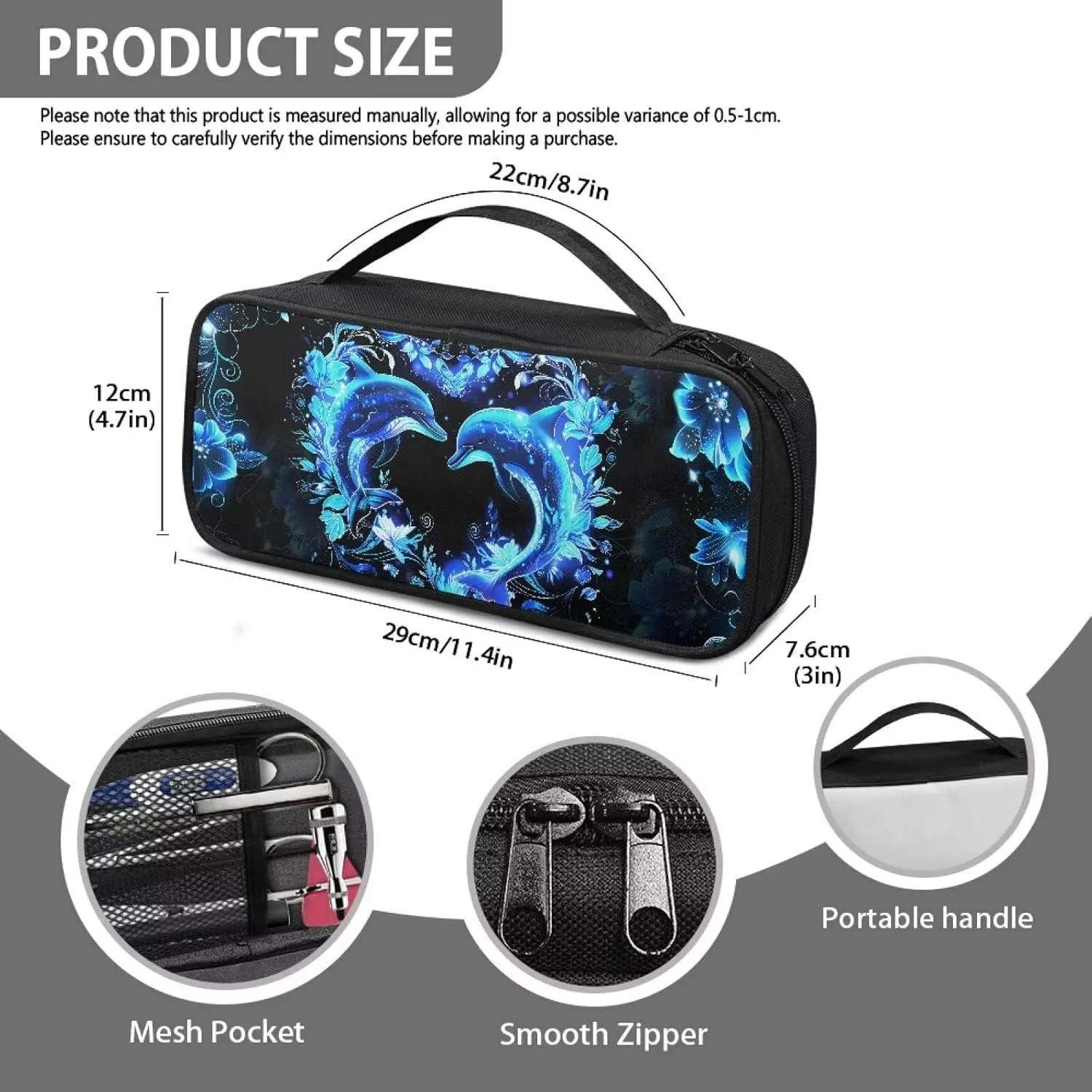 Gomyblomy Dolphins Stethoscope Case for Nurse Doctors, Portable Large Capacity Storage Bags Fit for Most Stethoscopes, Lightweight Stethoscope Carrying Case with Extra Room
