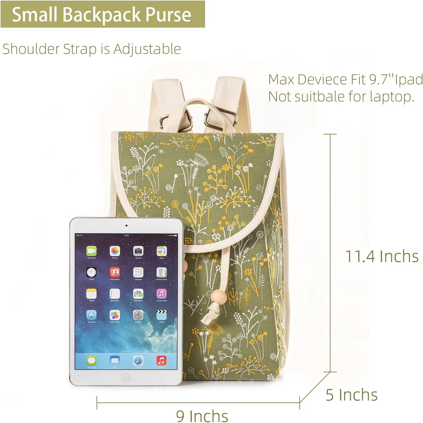 Goodhan Floral Embroidered Backpack Purse for Women Small Travel Handbag Shoulder Bag Daypack