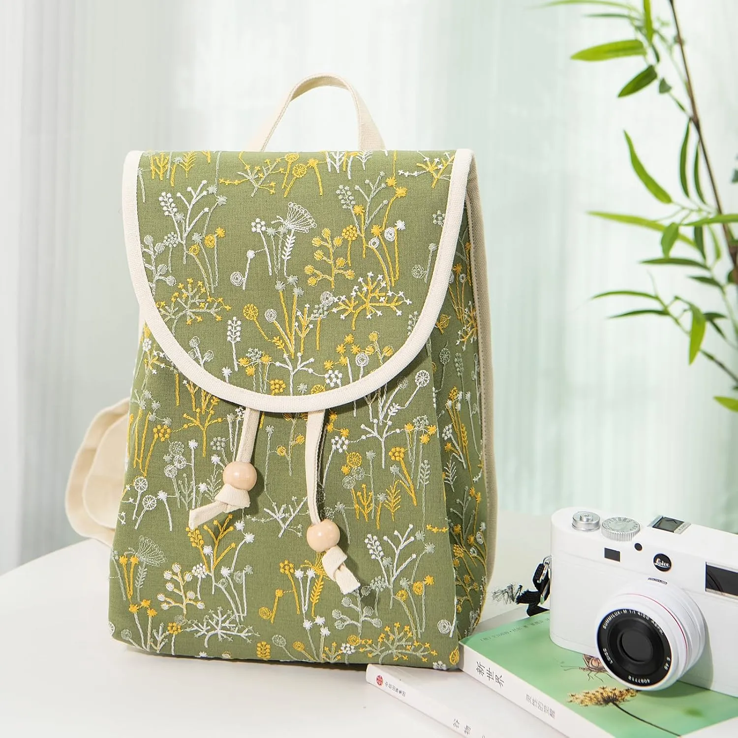 Goodhan Floral Embroidered Backpack Purse for Women Small Travel Handbag Shoulder Bag Daypack