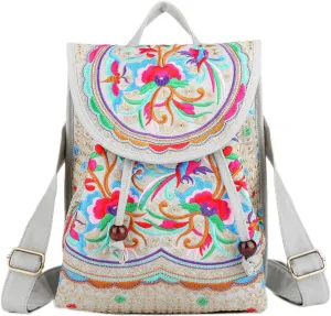 Goodhan Vintage Embroidered Women Backpack Ethnic Travel Handbag Shoulder Bag