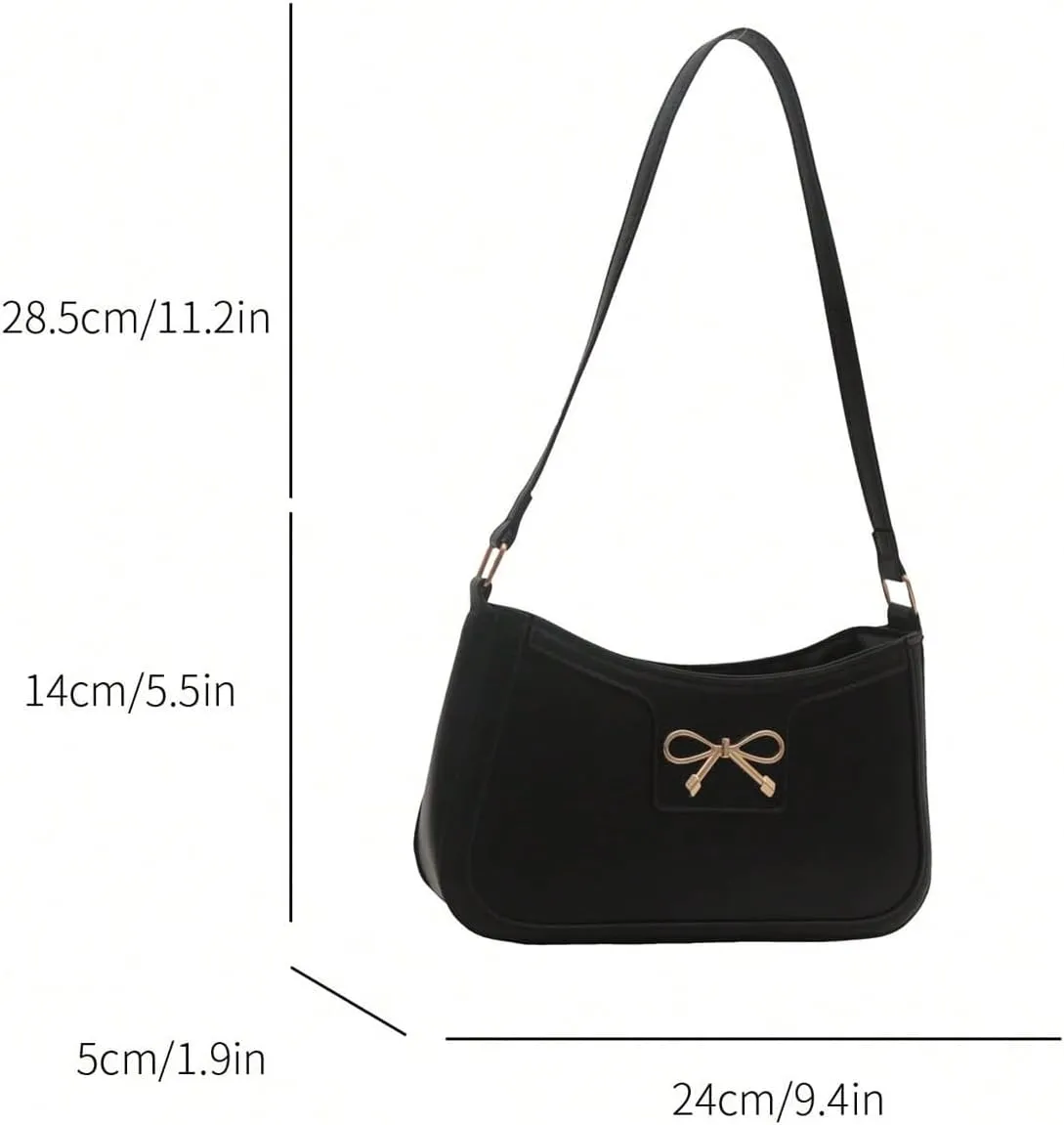 GORGLITTER Women's Bow Purse Y2K Cute Pu Leather Shoulder Handbags With Bows