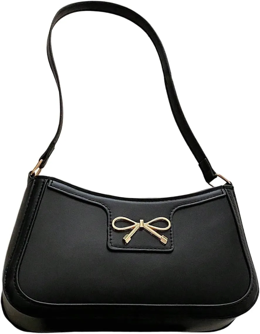 GORGLITTER Women's Bow Purse Y2K Cute Pu Leather Shoulder Handbags With Bows