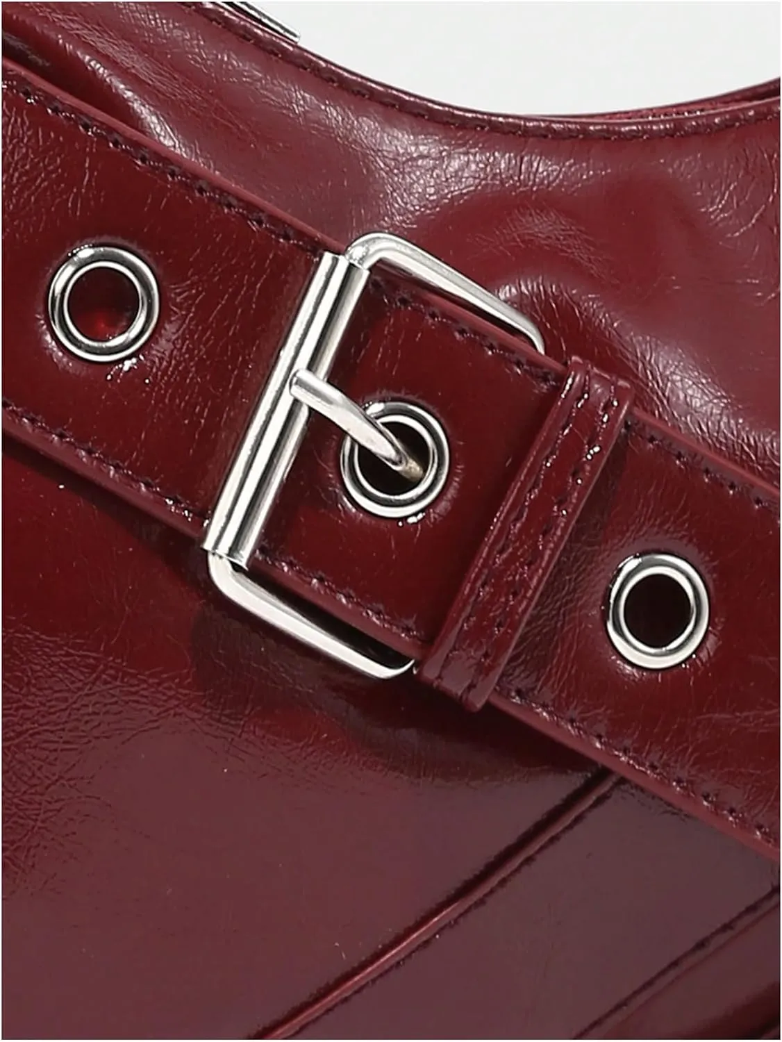GORGLITTER Women's Buckle Shoulder Bag Y2k Leather Handbags Purse Purse PU Leather Clutch Handbag