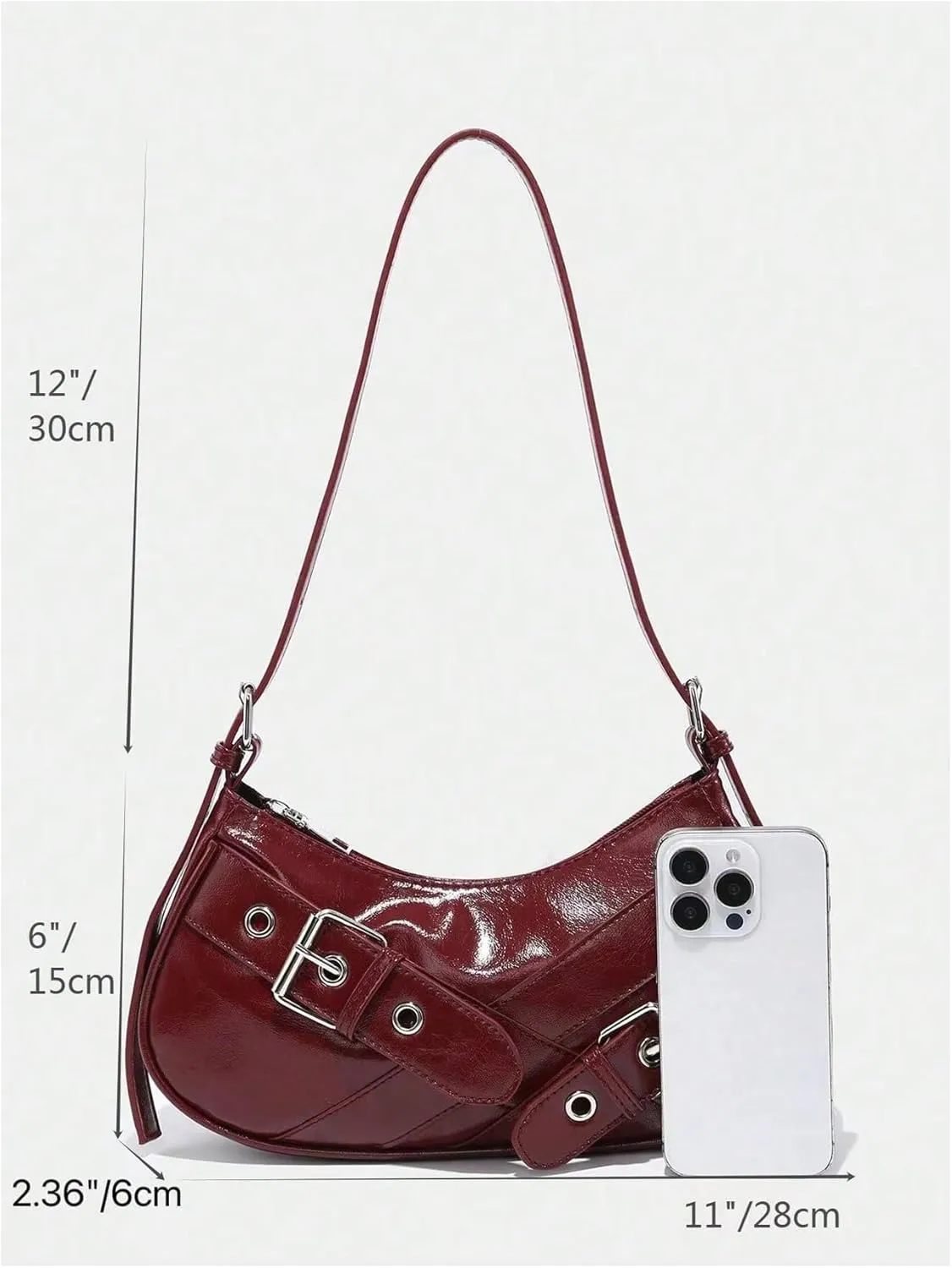 GORGLITTER Women's Buckle Shoulder Bag Y2k Leather Handbags Purse Purse PU Leather Clutch Handbag