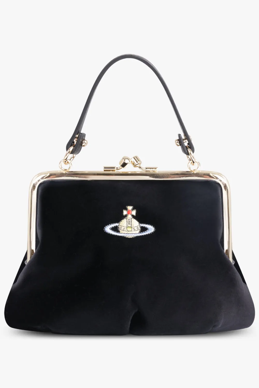 Granny Frame Velvet Purse | Black