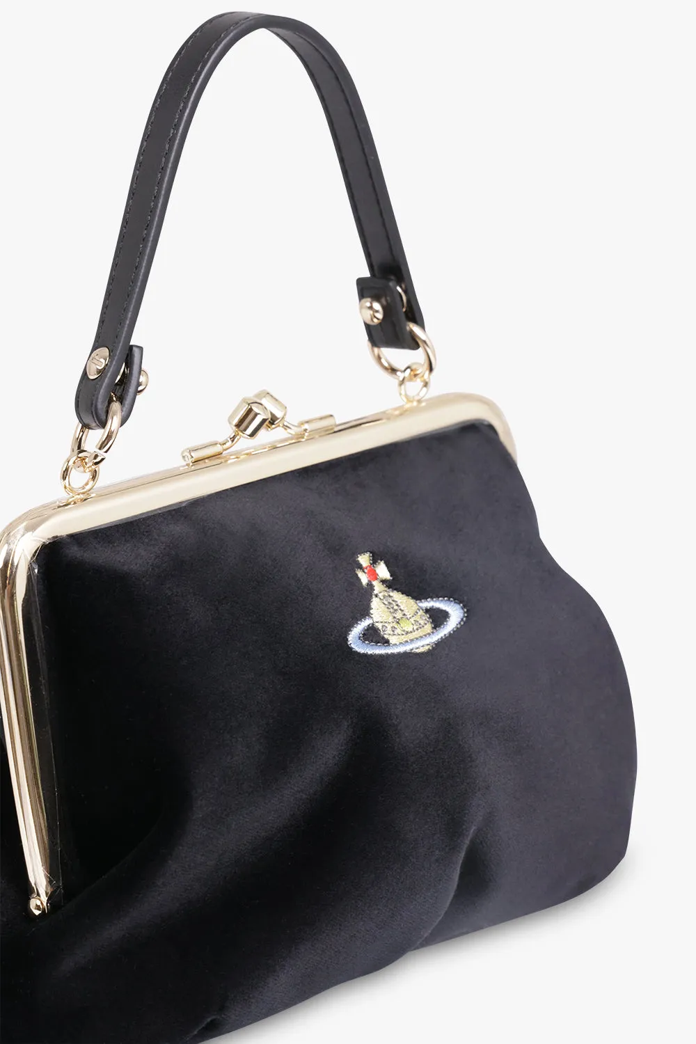 Granny Frame Velvet Purse | Black