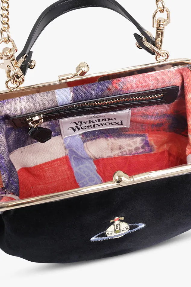 Granny Frame Velvet Purse | Black