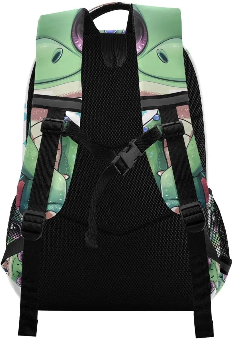 Green Cartoon Dinosaur Backpack for Boys Elementary School, Fits 6-12 Years Old, 16 Inch