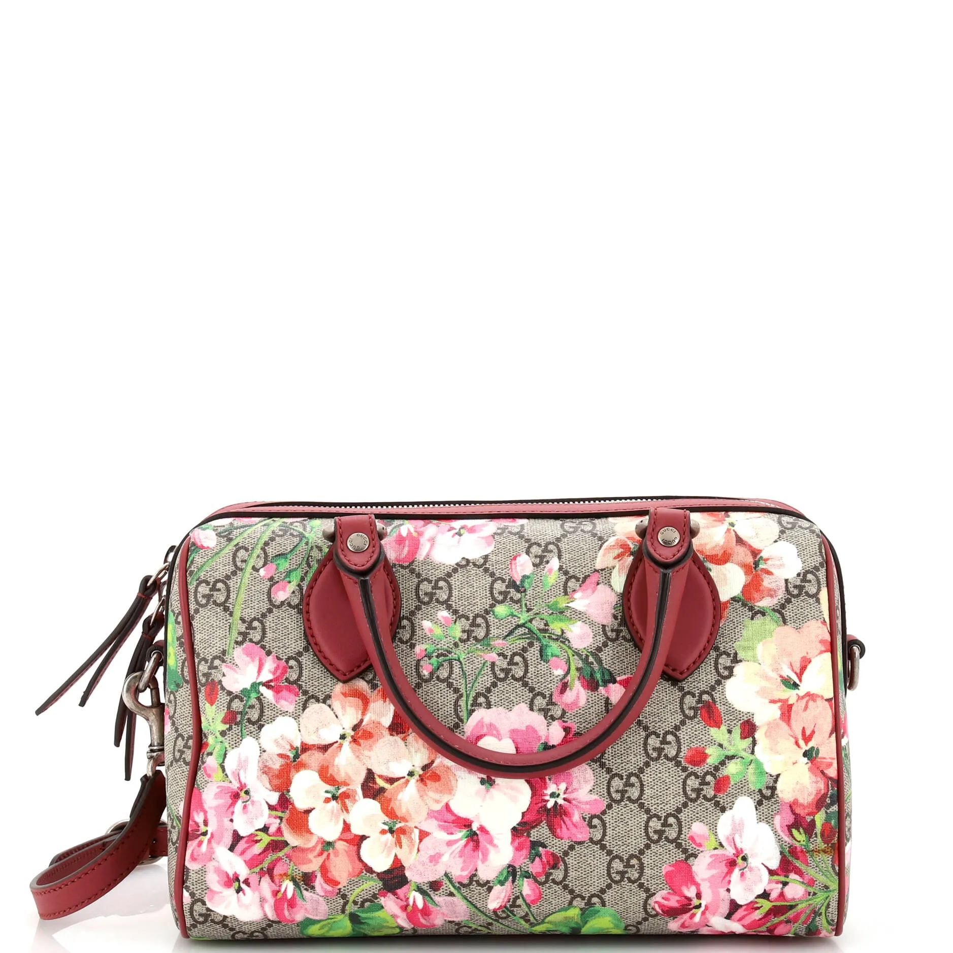GUCCI Convertible Boston Bag Blooms Print GG Coated Canvas Small