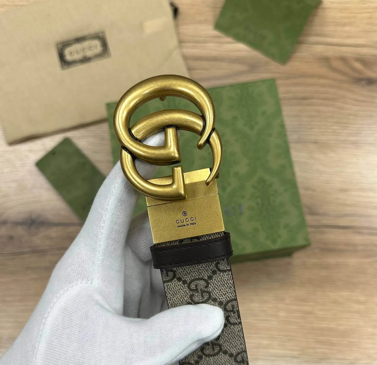 Gucci GG Marmont reversible belt gold