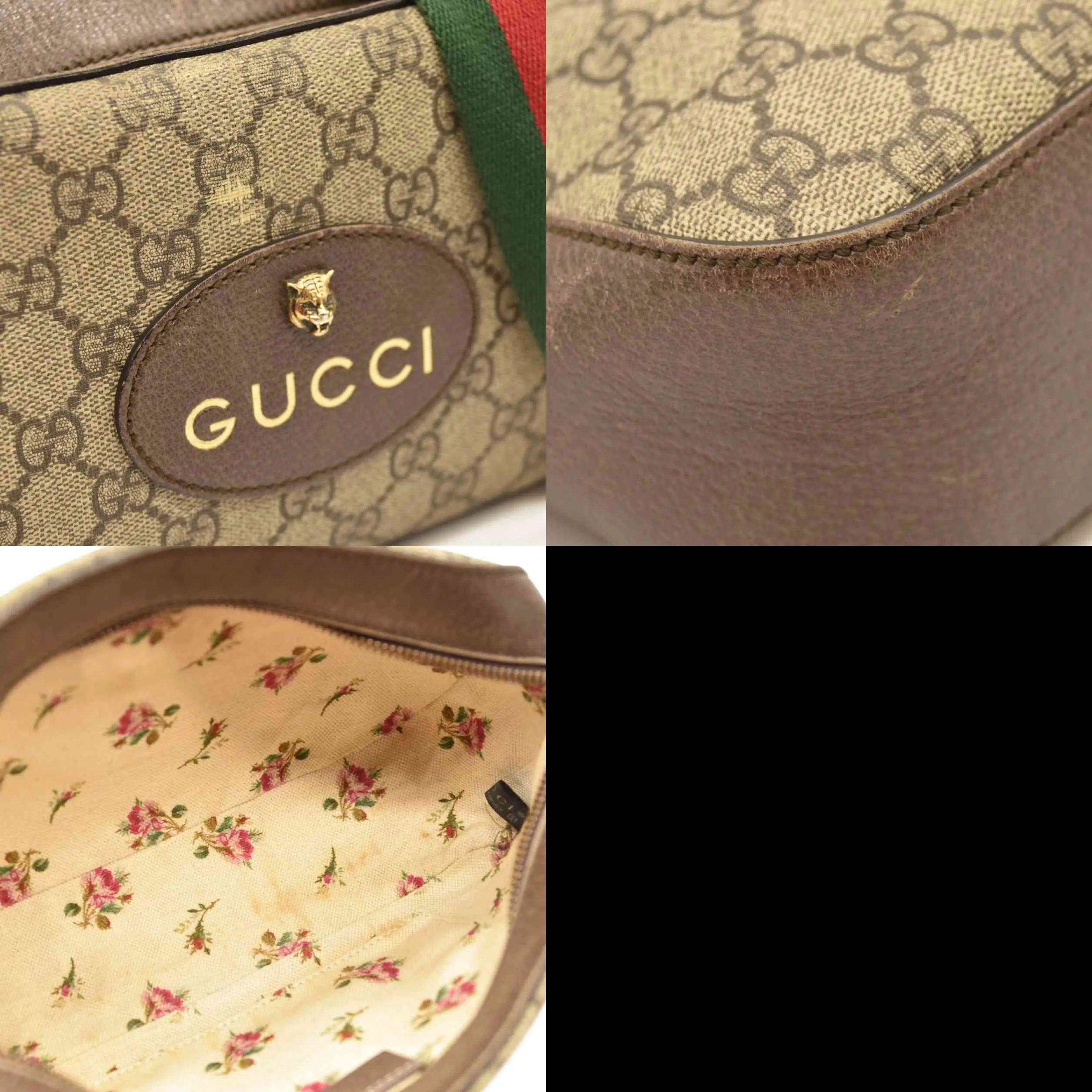 Gucci  GG Supreme Monogram Web Neo Vintage Shoulder Bag Beige New Acero Crop