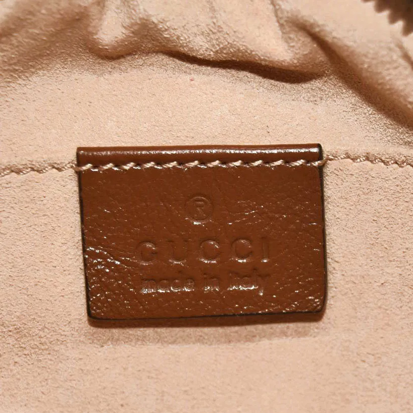 GUCCI Glazed Calfskin Matelasse Mini GG Marmont Chain Shoulder Bag Cuir