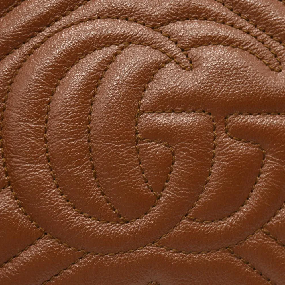 GUCCI Glazed Calfskin Matelasse Mini GG Marmont Chain Shoulder Bag Cuir
