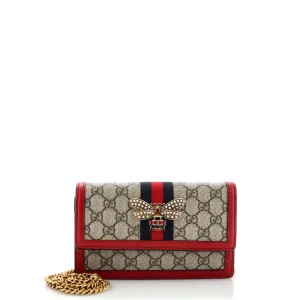 GUCCI Queen Margaret Chain Wallet GG Coated Canvas Mini