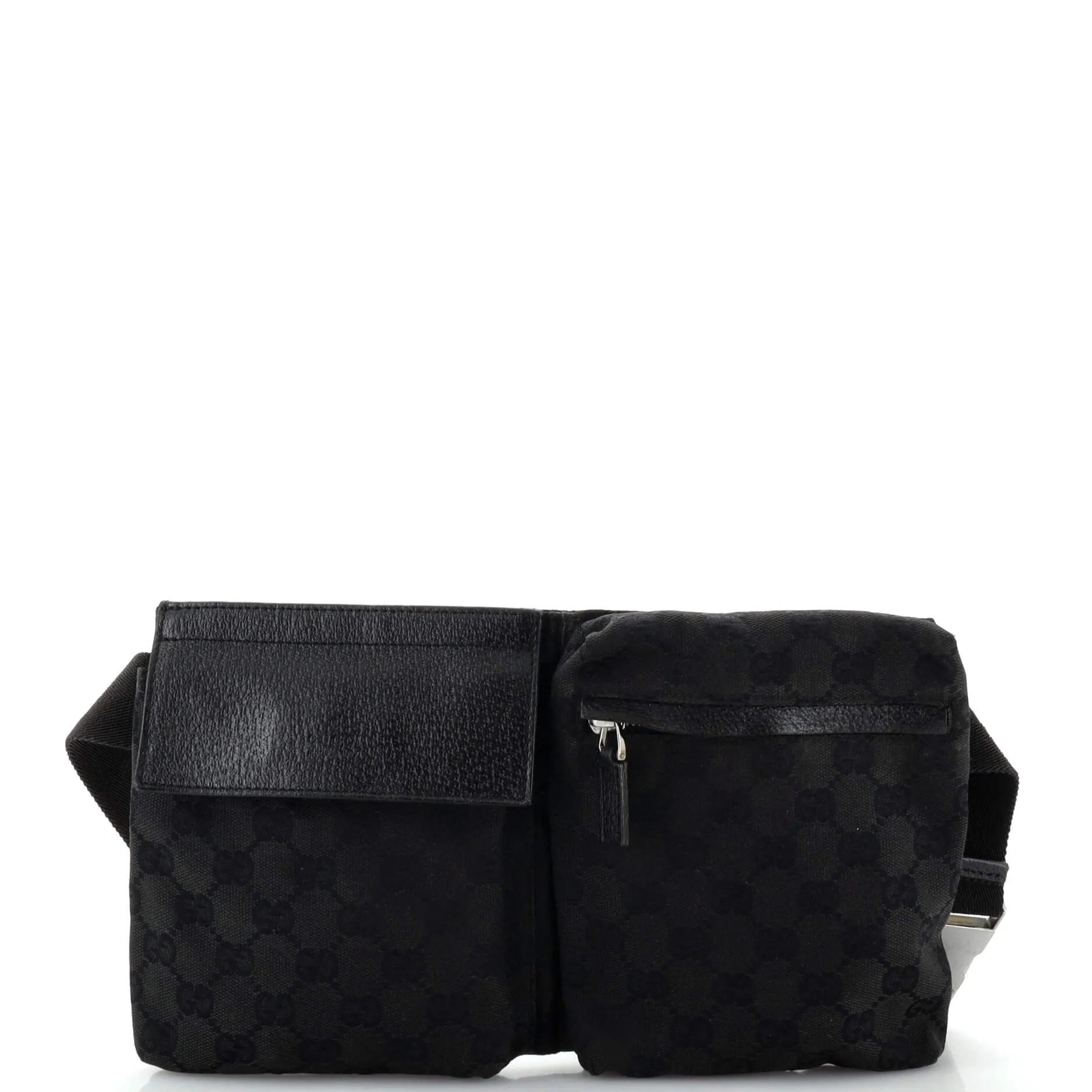 GUCCI Vintage Double Belt Bag GG Canvas