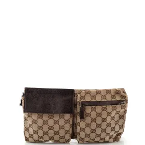 GUCCI Vintage Double Belt Bag GG Canvas